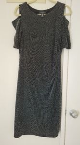 Black Shimmer Dress with shoulder cutout (sz 16)